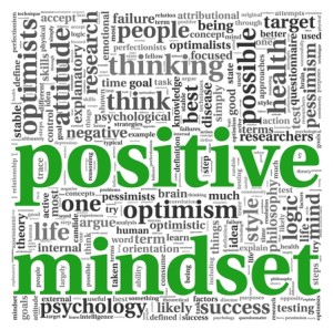 Positive mindset concept in tag cloud